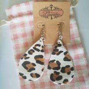 Plunder Designs Suede Leopard Print Earrings
